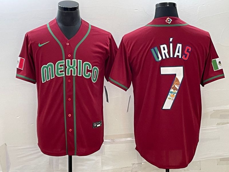 Men 2023 World Cub Mexico #7 Urias Red Nike MLB Jersey12->more jerseys->MLB Jersey